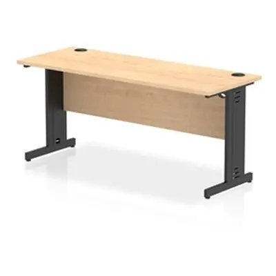 Impulse 1600x600mm Straight Desk Maple Top Black Cable Managed Leg