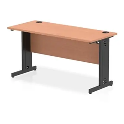 Impulse 1400x600mm Straight Desk Beech Top Black Cable Managed Leg