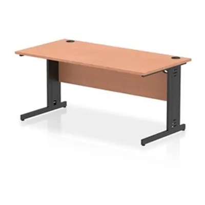 Impulse 1600x800mm Straight Desk Beech Top Black Cable Managed Leg