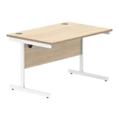 Office Rectangular Desk Steel Single Cantilever 1200X800 Oak/White