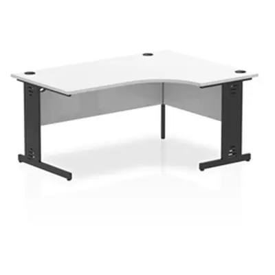 Impulse 1600 RH Crescent Desk White Top Black Cable Managed Leg