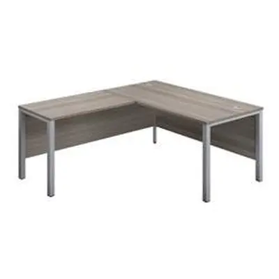 1600X800 Goal Post Left Hand Return Desk Grey Oak-Silver