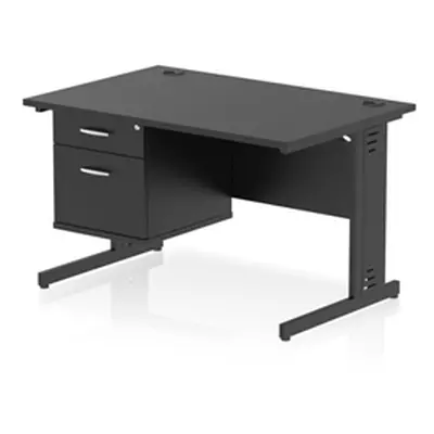 Impulse 1200x800 Desk Black/Black Cable Managed Leg 2 Dr Fixed Ped