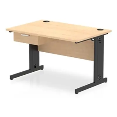 Impulse 1200x800 Desk Maple/Black Cable Managed Leg 1 Dr Fixed Ped