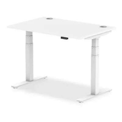 Air 1200x800mm Height Adjustable Desk White Top Cable Ports White Leg