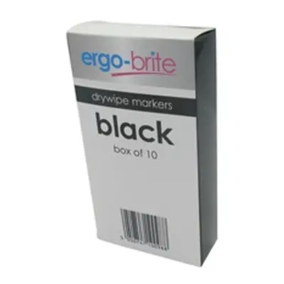 Ergo-Brite Drywipe Marker Rubber Grip Black (10 Pack)