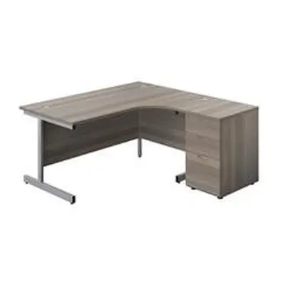 1600X1200 Single Right Hand Radial Desk Grey Oak-Silver