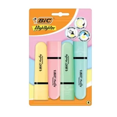 Bic Tank Highlighters Chisel Tip 1.2mm Pastel Assorted (Pack 4)