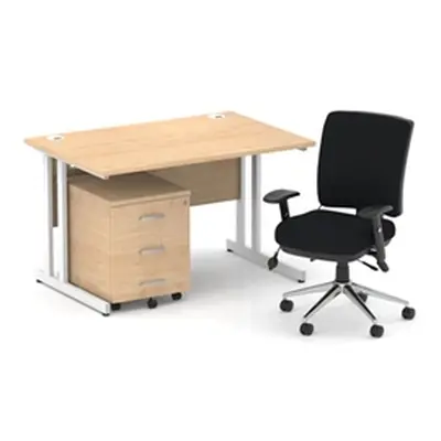 Impulse 1200 Desk Maple/White Cantilever 3 Dr Mobile Ped Black Chair