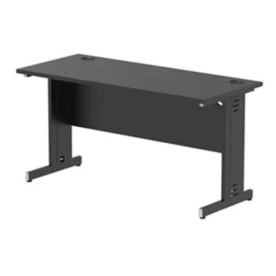 Impulse 1400x600mm Straight Desk Black Top Black Cable Managed Leg