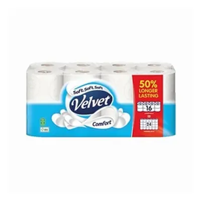 Velvet Comfort 2-Ply Toilet Rolls Longer Rolls (Pack of 16) 1102187