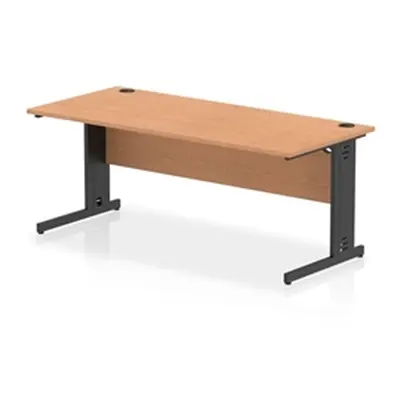 Impulse 1800x800mm Straight Desk Oak Top Black Cable Managed Leg