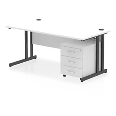 Impulse 1600x800 Desk Cantilever Leg White/Black 3 Drawer Mobile Ped