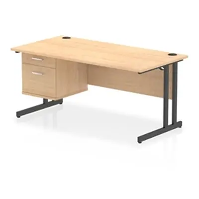 Impulse 1600x800 Desk Maple/Black Cantilever Leg 1x2 Drawer Fixed Ped