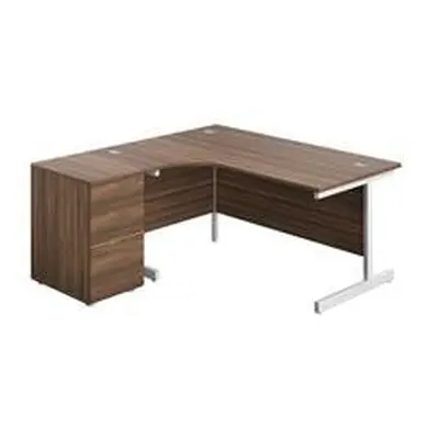 1600X1200 Single Left Hand Radial Desk Dark Walnut-White