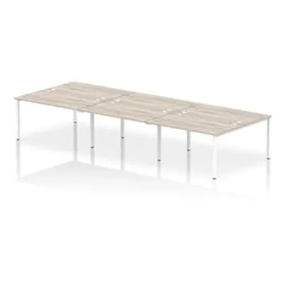 Impulse Bench B2B 6 Person 1400 White Frame Office Bench Desk Grey Oak