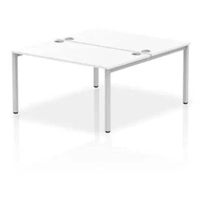 Impulse Bench B2B 2 Person 1400 Silver Frame Office Bench Desk White