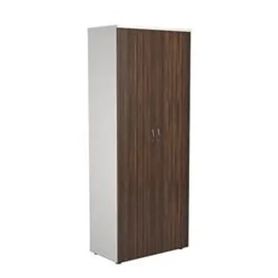 2000 Wooden Cupboard (450mm Deep) White Carcass Dark Walnut Doors