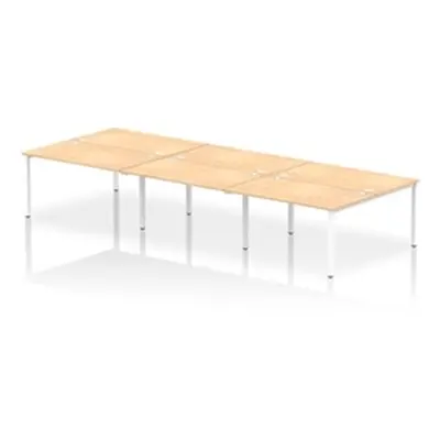 Impulse Bench B2B 6 Person 1400 White Frame Office Bench Desk Maple