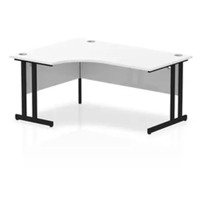 Impulse 1600mm Left Crescent Desk White Top Black Cantilever Leg