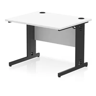 Impulse 1000x800mm Straight Desk White Top Black Cable Managed Leg