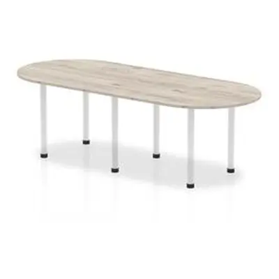 Impulse 2400mm Boardroom Table Grey Oak Top White Post Leg