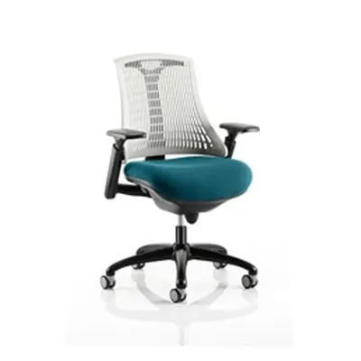 Flex Task Operator Chair Black Frame White Back Kingfisher