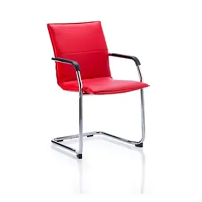 Echo Visitor Cantilever Chair Red Bonded Leather With Arms