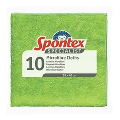 Spontex Specialist Microfibre Cloths Green (Pack of 10) 19700240