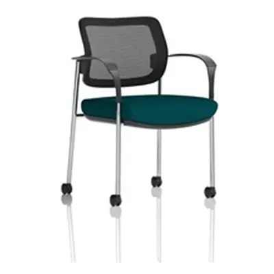 Brunswick Deluxe Mesh Back Chrome Frame Seat Teal With Arms/Castors