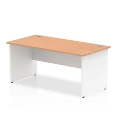 Impulse Panel End 1800 Rectangle Desk Oak Top White Panels - TT000023