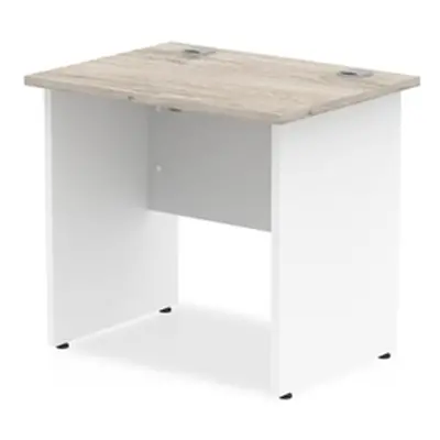 Impulse 800 x 600mm Straight Desk Grey Oak Top White Panel End Leg