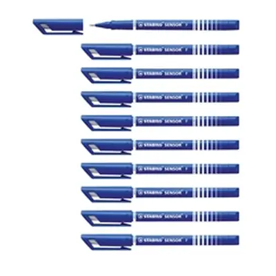 Stabilo Sensor Cushion Tip Fineliner Pen Blue (Pack of 10) 189/41