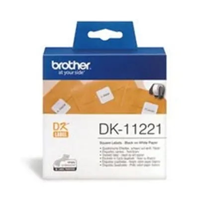 Brother Label Roll 23 x 23mm Black on White DK11221