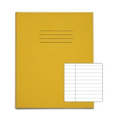 Rhino 8 x 6.5 Exercise Book 48 Page Feint Ruled 8mm With Margin Yellow