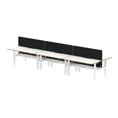 Air B2B Oslo 1600x800 Adjustable 6P Bench Desk White + Black Screen