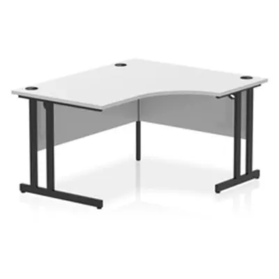 Impulse 1400 RH Crescent Desk White Top Black Cantilever Leg