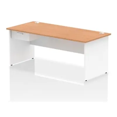 Impulse 1800x800 Desk Oak/White Panel End 1x1 Drawer Fixed Ped