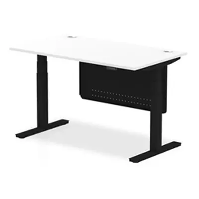 Air 1400x800 Height Adjustable Desk White CP Black Leg Modesty Panel