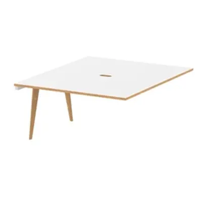 Oslo 1400mm B2B Ext Kit White Top Natural Wood Edge White Frame