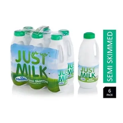 Candia Semi Skimmed JUST MILK Bottles (6 x 1L)