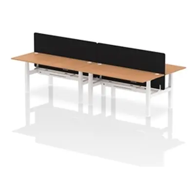 Air B2B 1800x800mm Adjustable 4P Bench Desk CP Oak/White + Screen