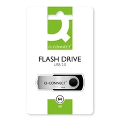 Q-Connect USB 2.0 Swivel 64GB Flash Drive Silver/Black KF41514