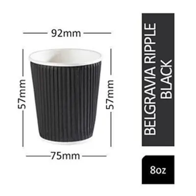 Belgravia 8oz Triple Walled Black Ripple Paper Cups 25's - PACK (20)