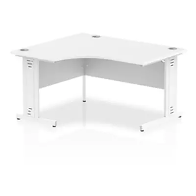 Impulse 1400mm Left Crescent Desk White Top White Cable Managed Leg