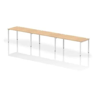 Impulse Bench Single Row 3 Person 1600 White Frame Bench Desk Maple