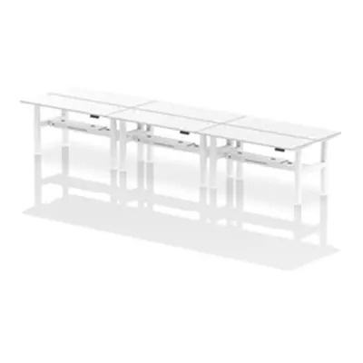 Air B2B 1600x600mm Height Adjustable 6P Bench Desk CP White/White