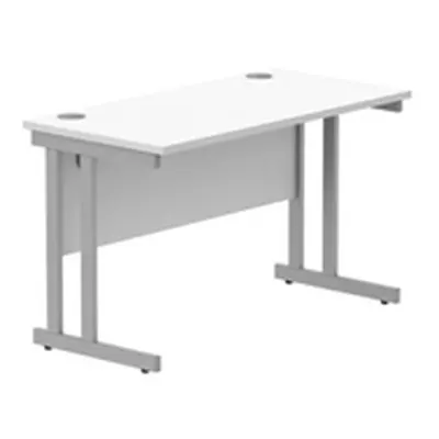 Office Rectangular Desk Steel Double Cantilever 1200X600 White/Silver