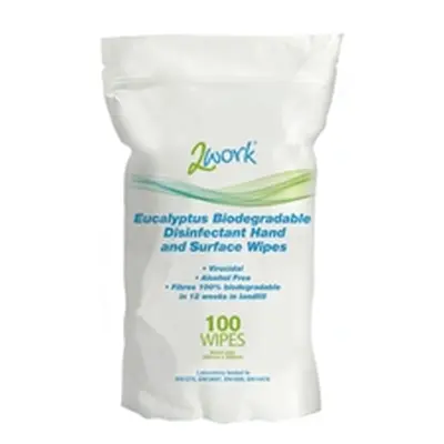 2Work Biodegradable Eucalyptus Wipes (Pack of 100) 2W09161