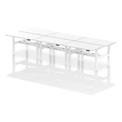 Air B2B 1400x800mm Height Adjustable 6P Bench Desk CP White/White